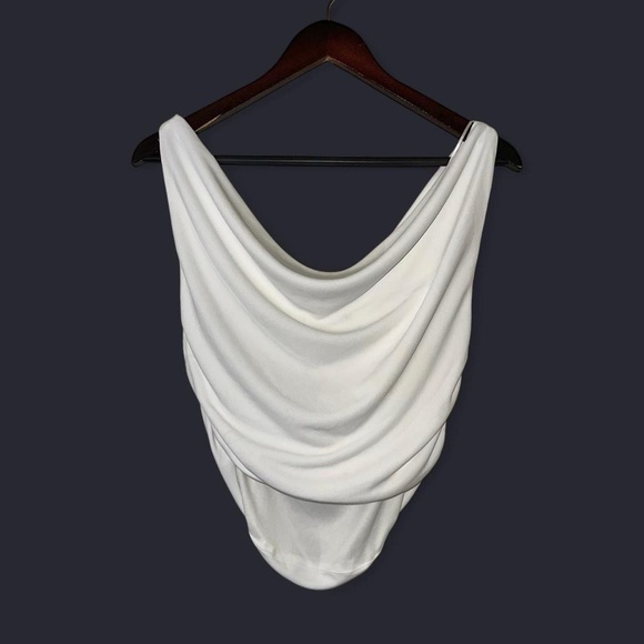 Zara White Draping Sleeveless Blouse Draped Crop Top Size Extra Large NWT - Picture 3 of 5